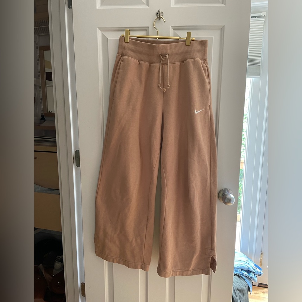 Nike Wide Leg Tan Sweatpants
